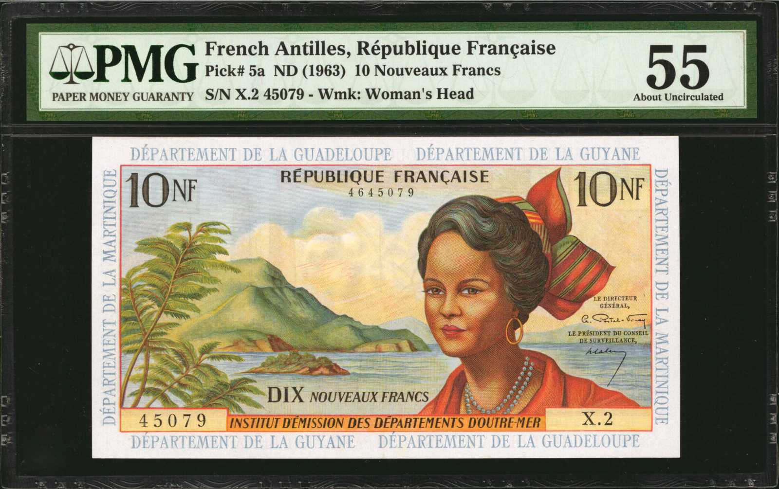 image for: French Antilles  10 nouveaux francs (B105as)