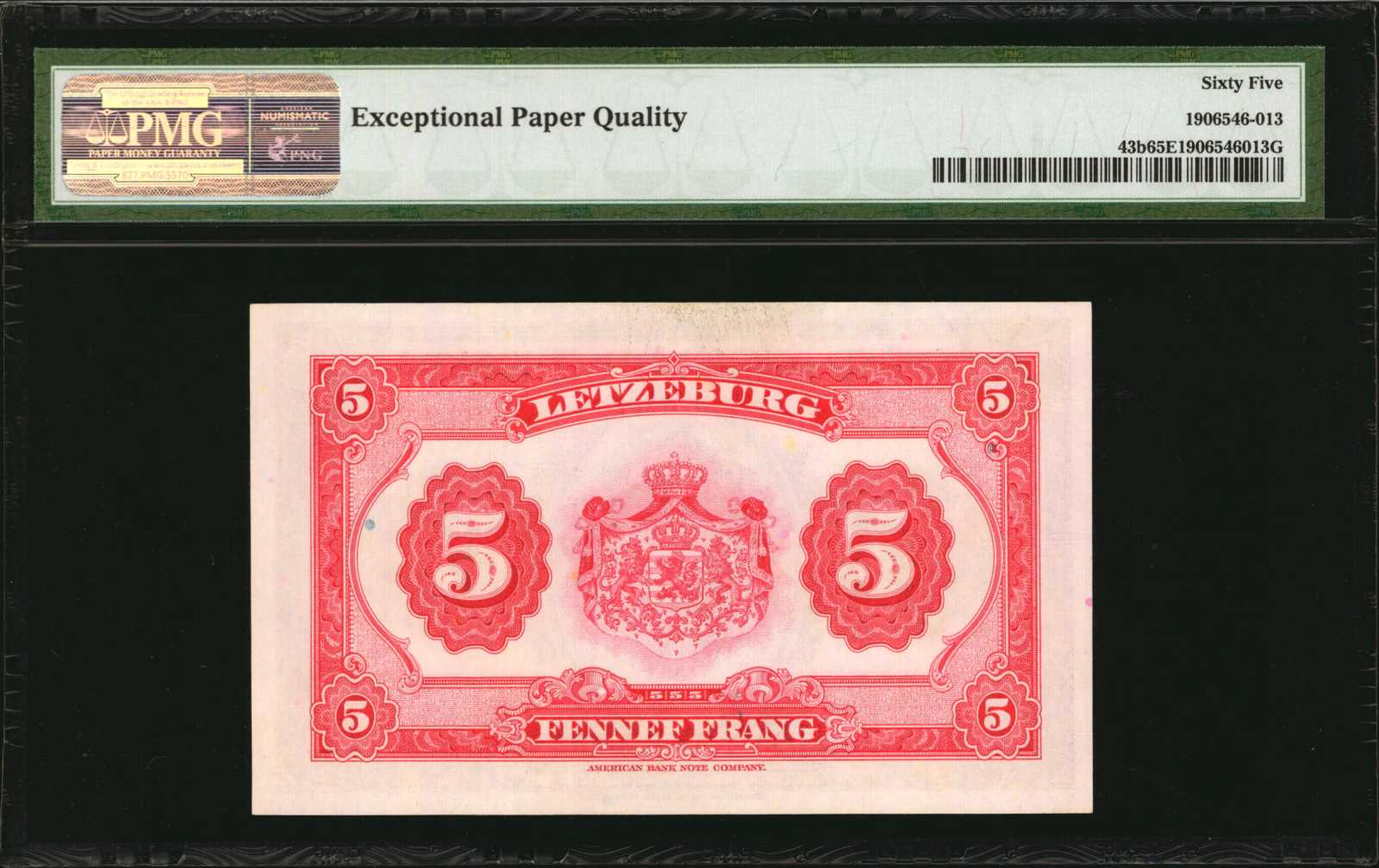 image for: Luxembourg  5 francs / frang (B325as1)