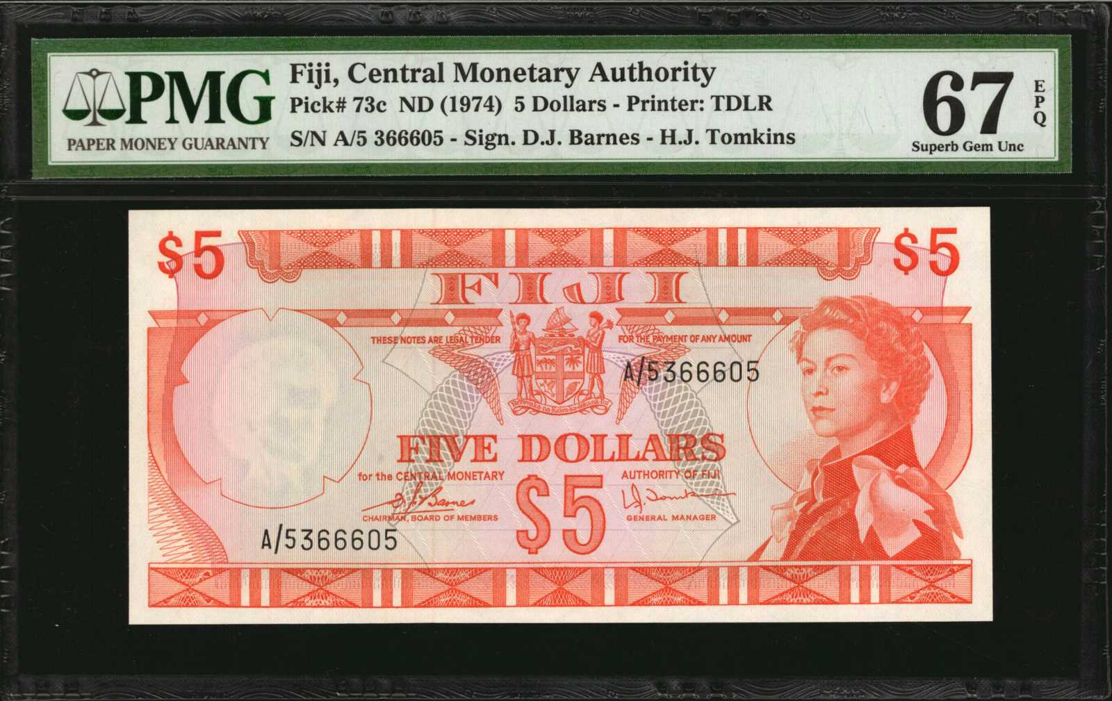 image for: Fiji  5 dollars (B404c)
