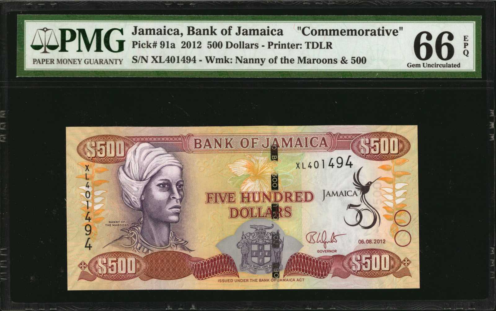 image for: Jamaica  500 dollars (B246a)