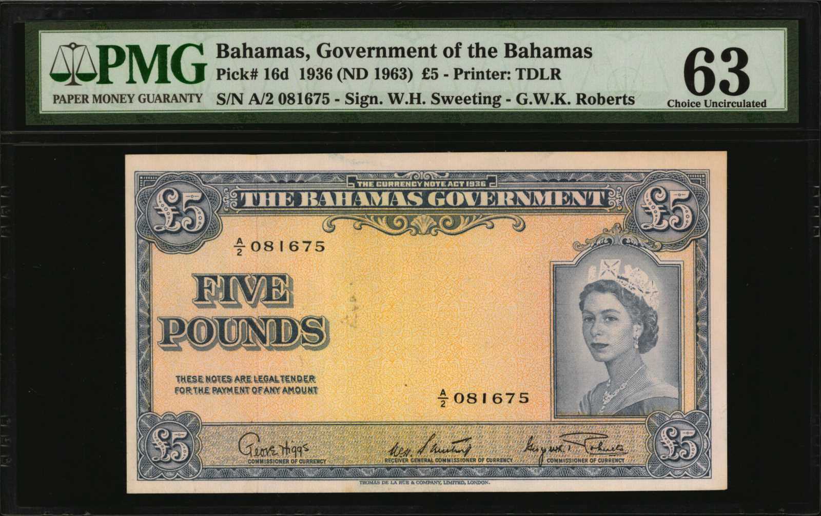 image for: Bahamas  5 pounds(B115b)