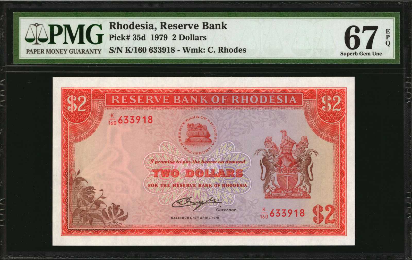 image for: Rhodesia  2 dollars(B108l)