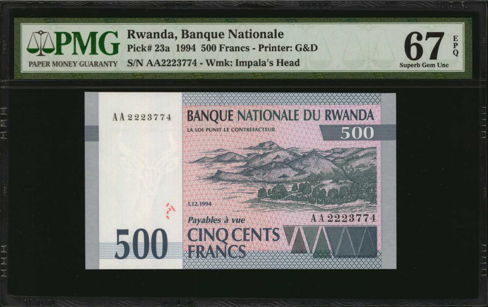 image for: Rwanda  1,000 francs (B123as)