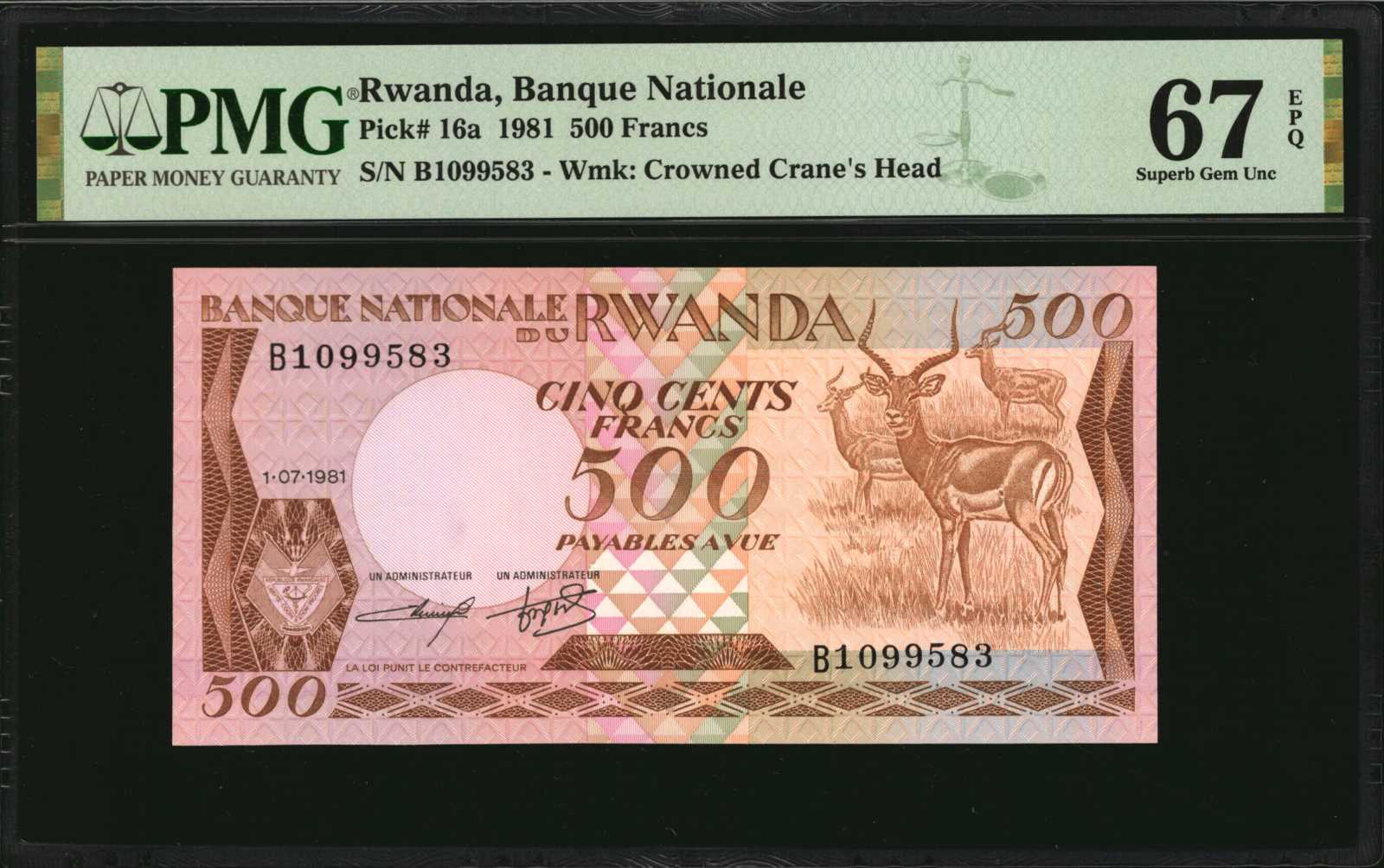 image for: Rwanda  500 francs(B117a)