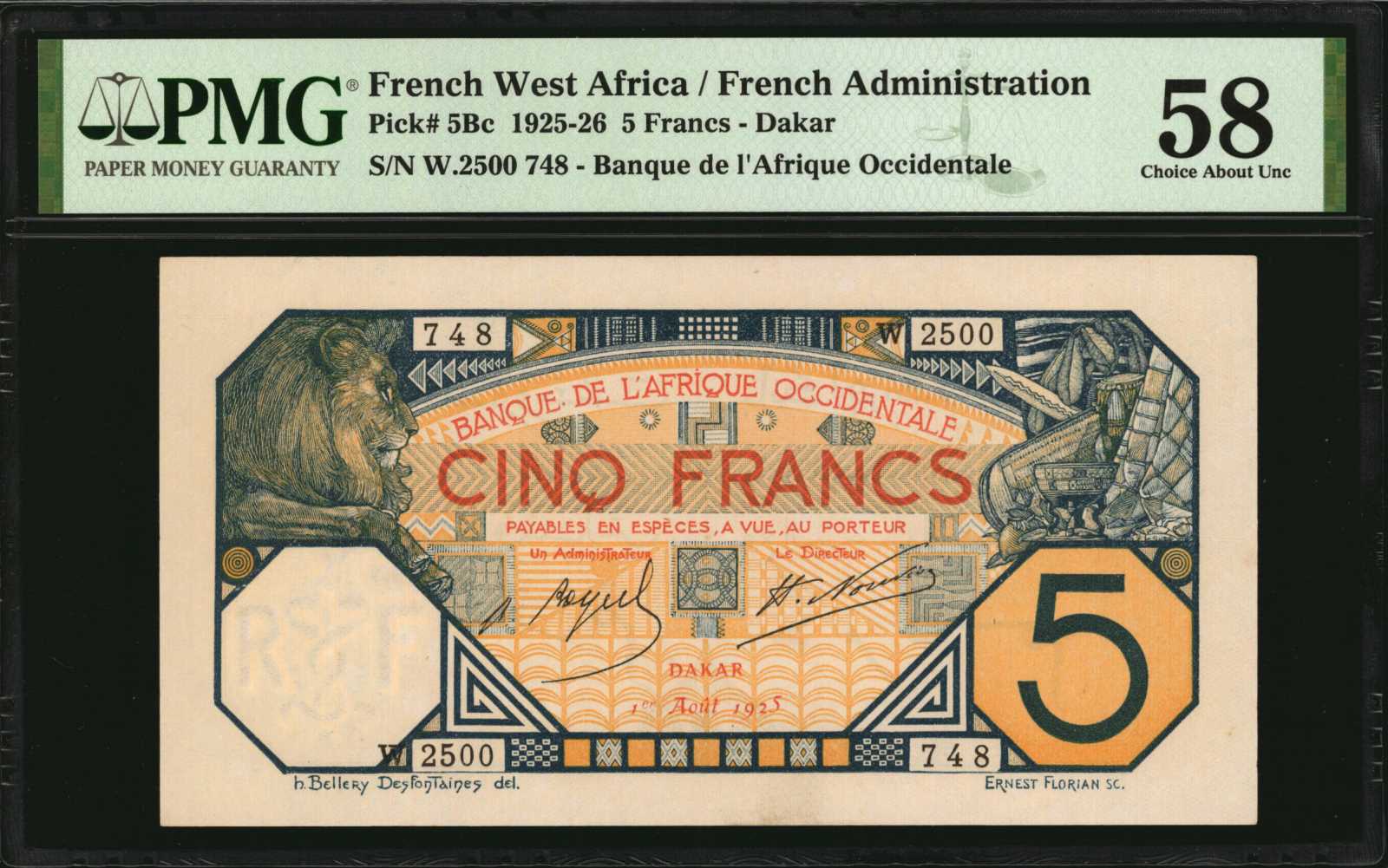 image for: French West Africa  5 francs (B101Gd1)