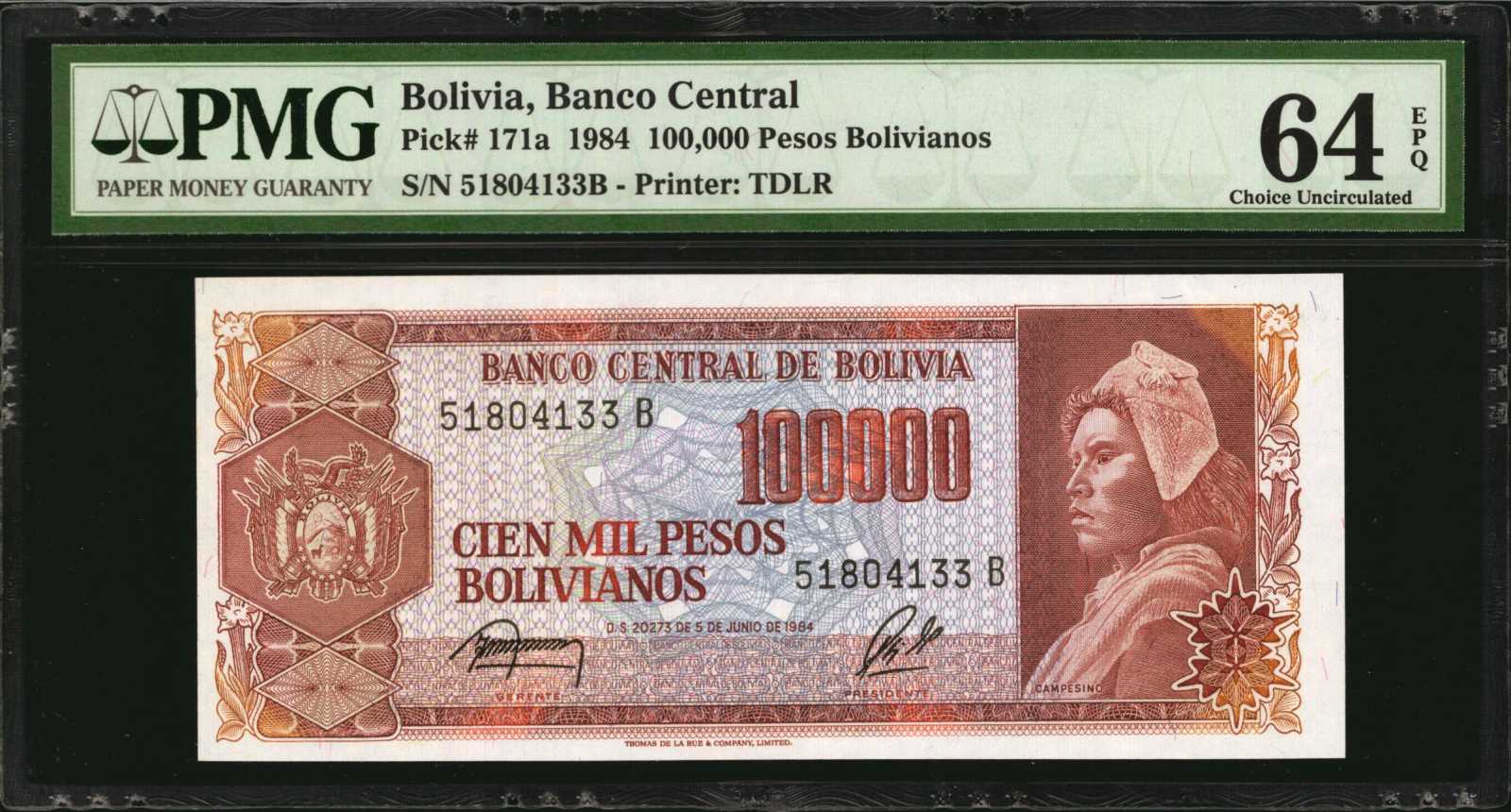 image for: Bolivia  100,000 pesos bolivianos(B357as2)
