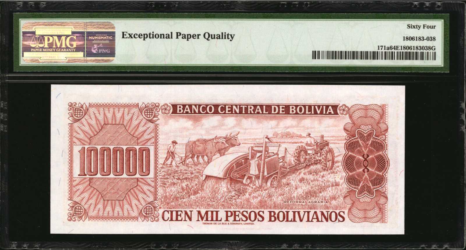 image for: Bolivia  100,000 pesos bolivianos(B357b)