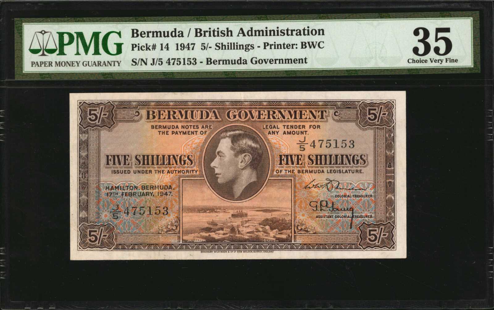 image for: Bermuda  5 shillings(B115a)