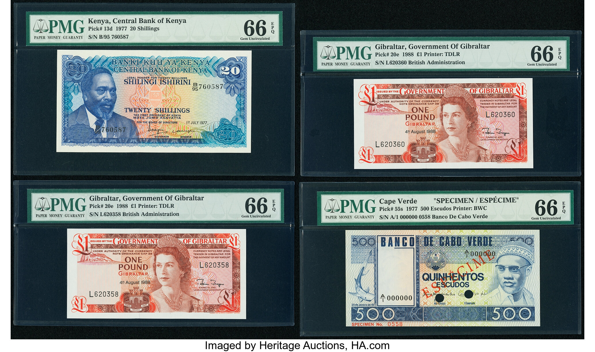  Diagonal red ESPÉCIME ovpt front/back; horizontal red SPECIMEN No # ovpt lower left front; all-zero s/n 