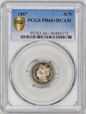 image for: 3CN 1867 PCGS PR66+ DCAM