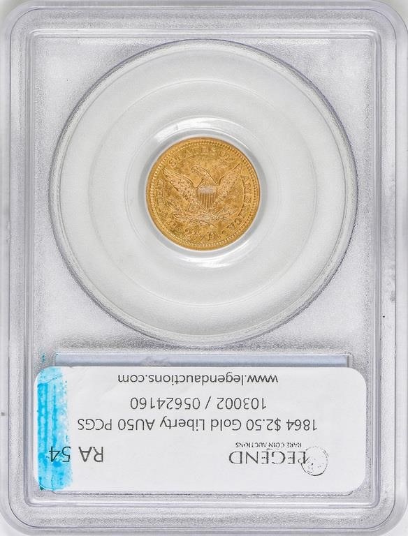 image for: $2.50 1864 PCGS AU50