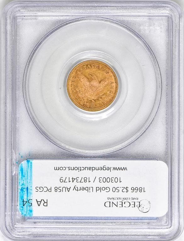 image for: $2.50 1866 PCGS AU58
