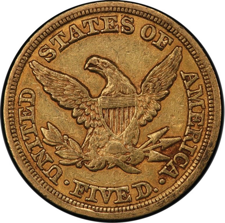 image for: $5 1854-C WEAK C PCGS XF45 CAC