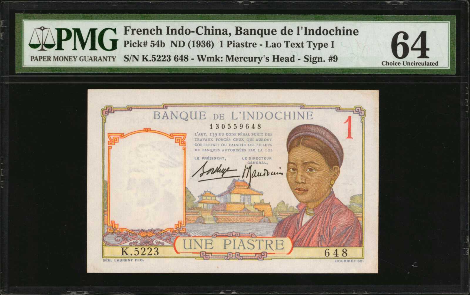 image for: French Indo-China  1 piastre(B401a)