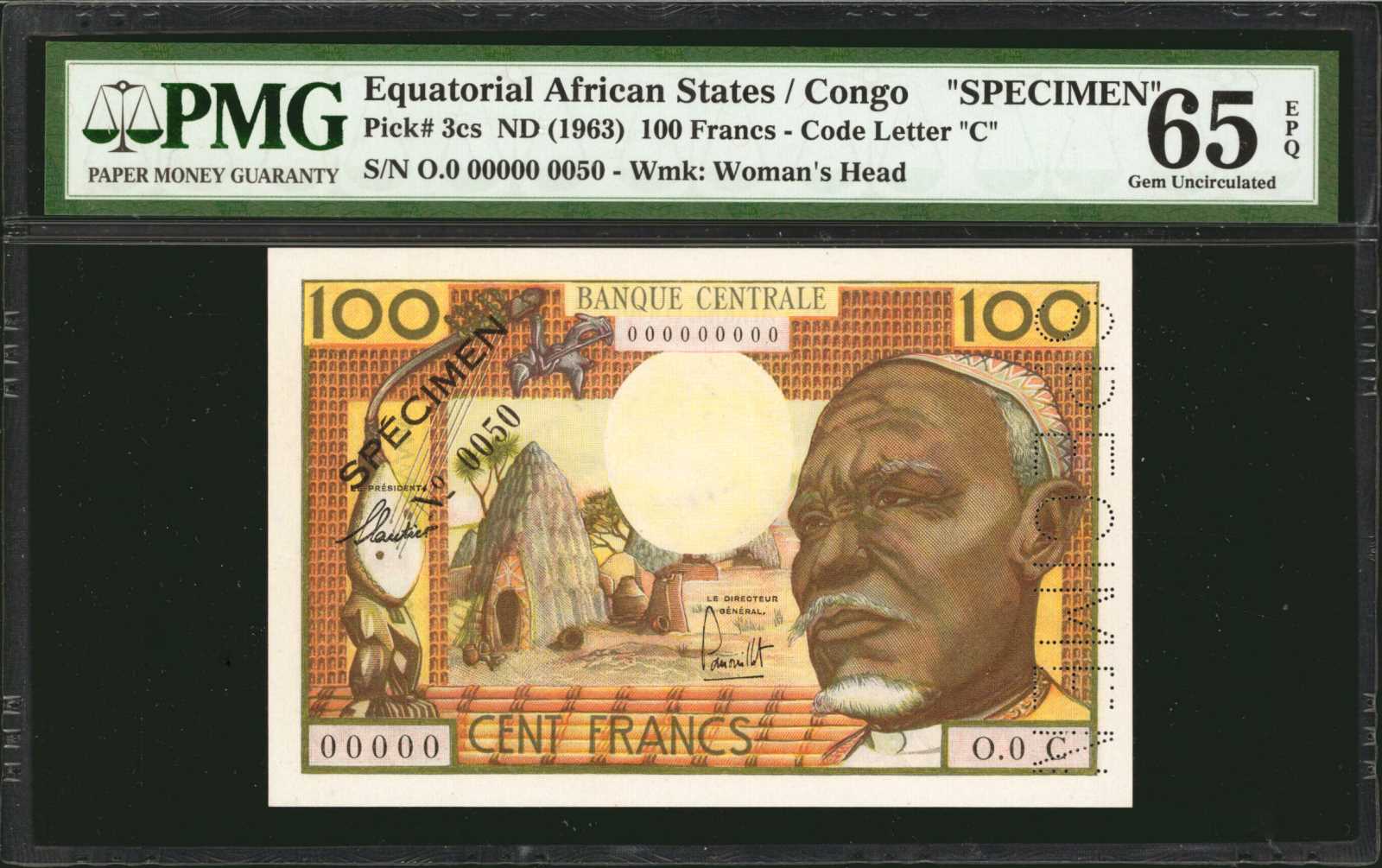 image for: Equatorial African States  100 francs(B201bs)