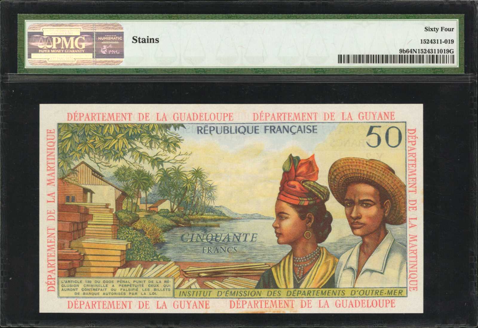 image for: French Antilles  50 francs (B109b)