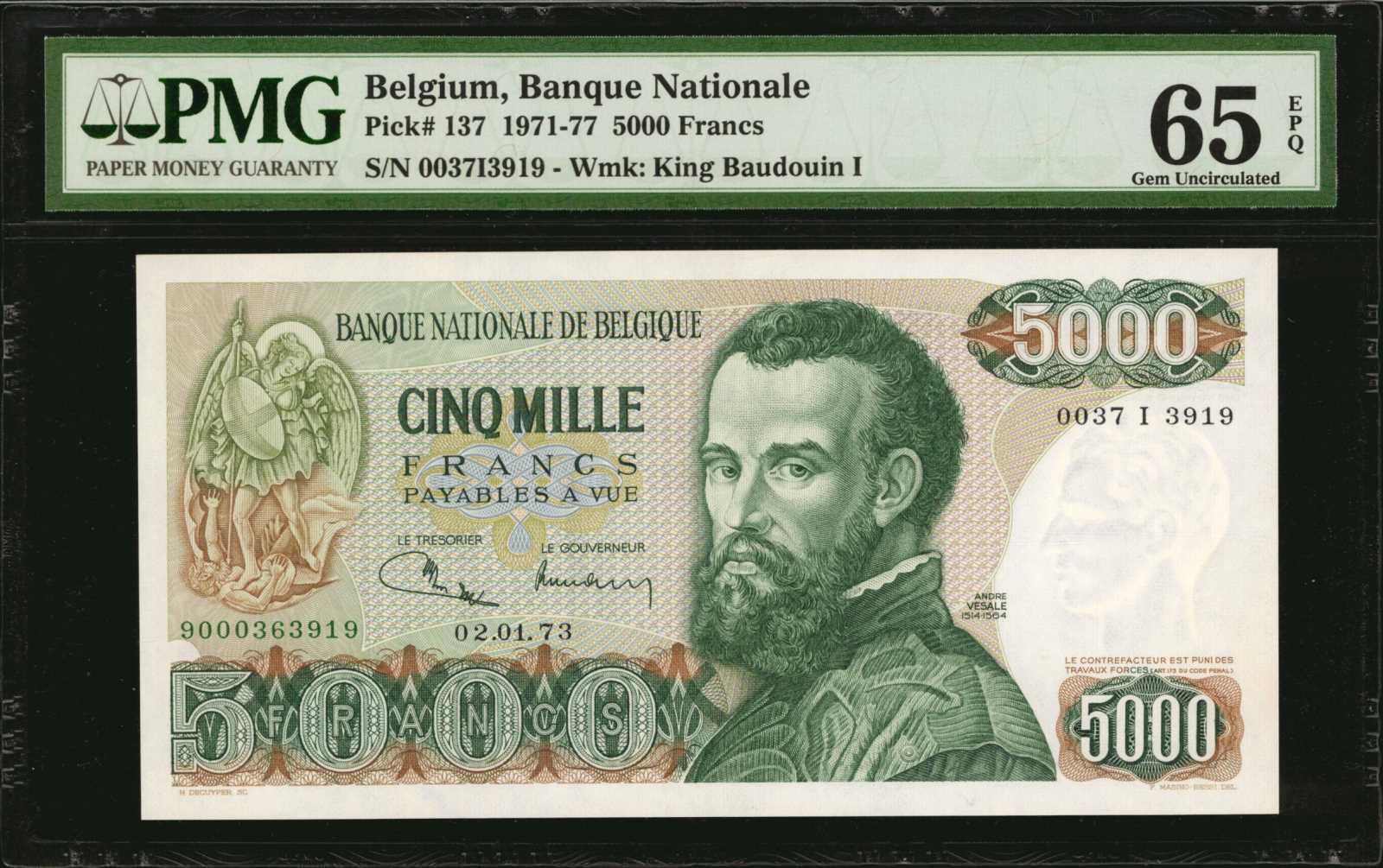 image for: Belgium  5,000 francs (B584as)
