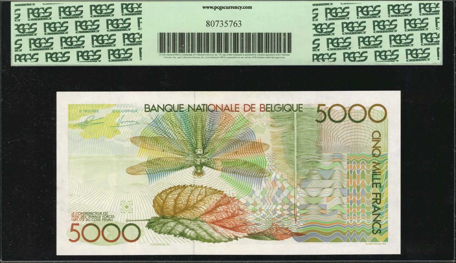 image for: Belgium  5,000 francs (B588b)