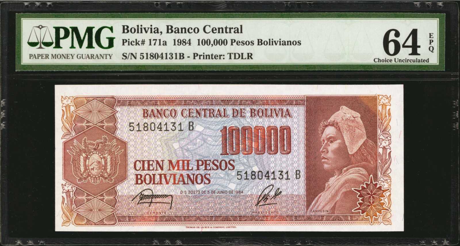 image for: Bolivia  100,000 pesos bolivianos(B357as1)