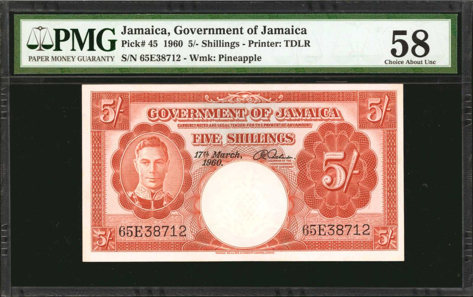 image for: Jamaica  5 shillings (B113as)