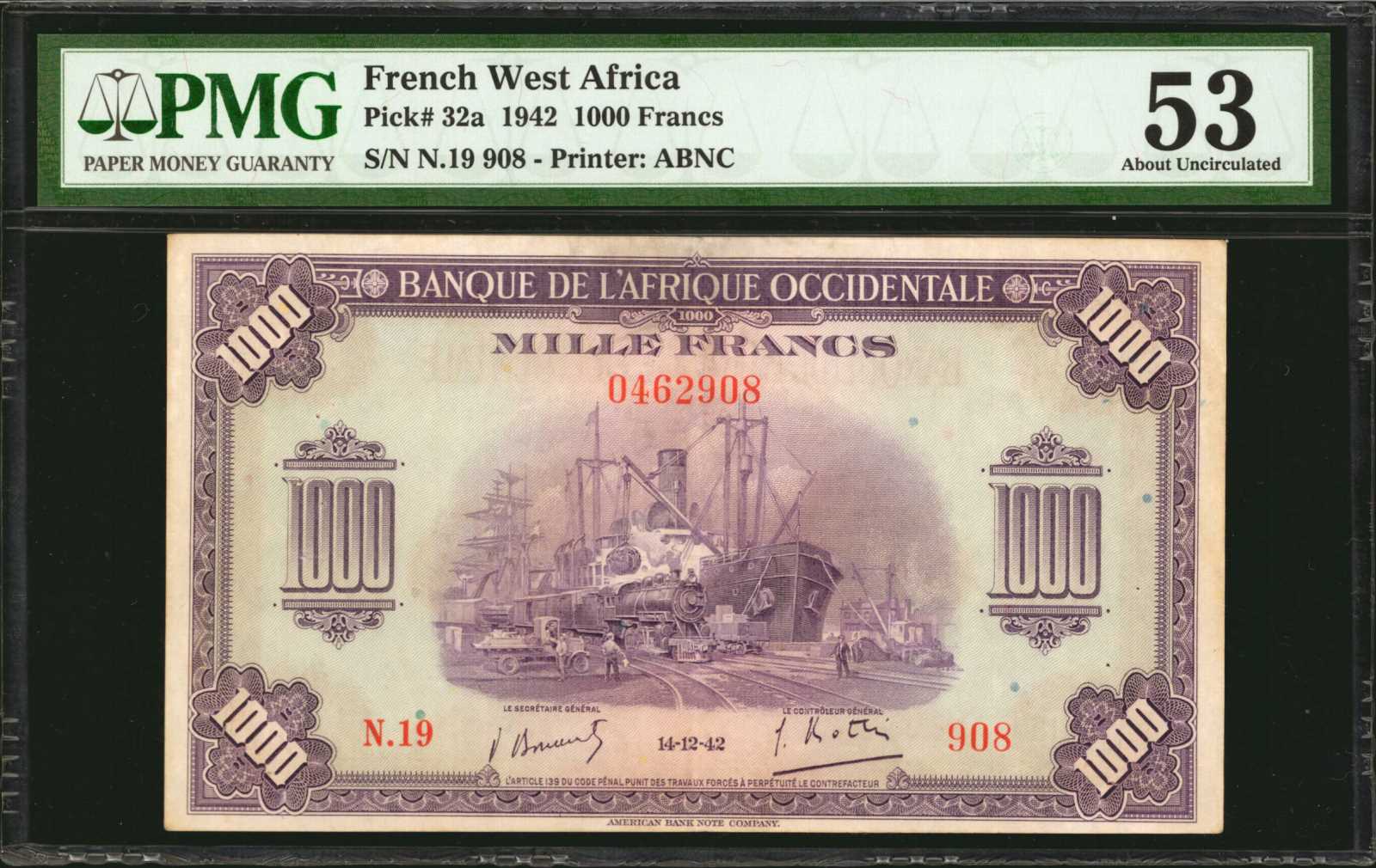 image for: French West Africa  1,000 francs(B119as2)