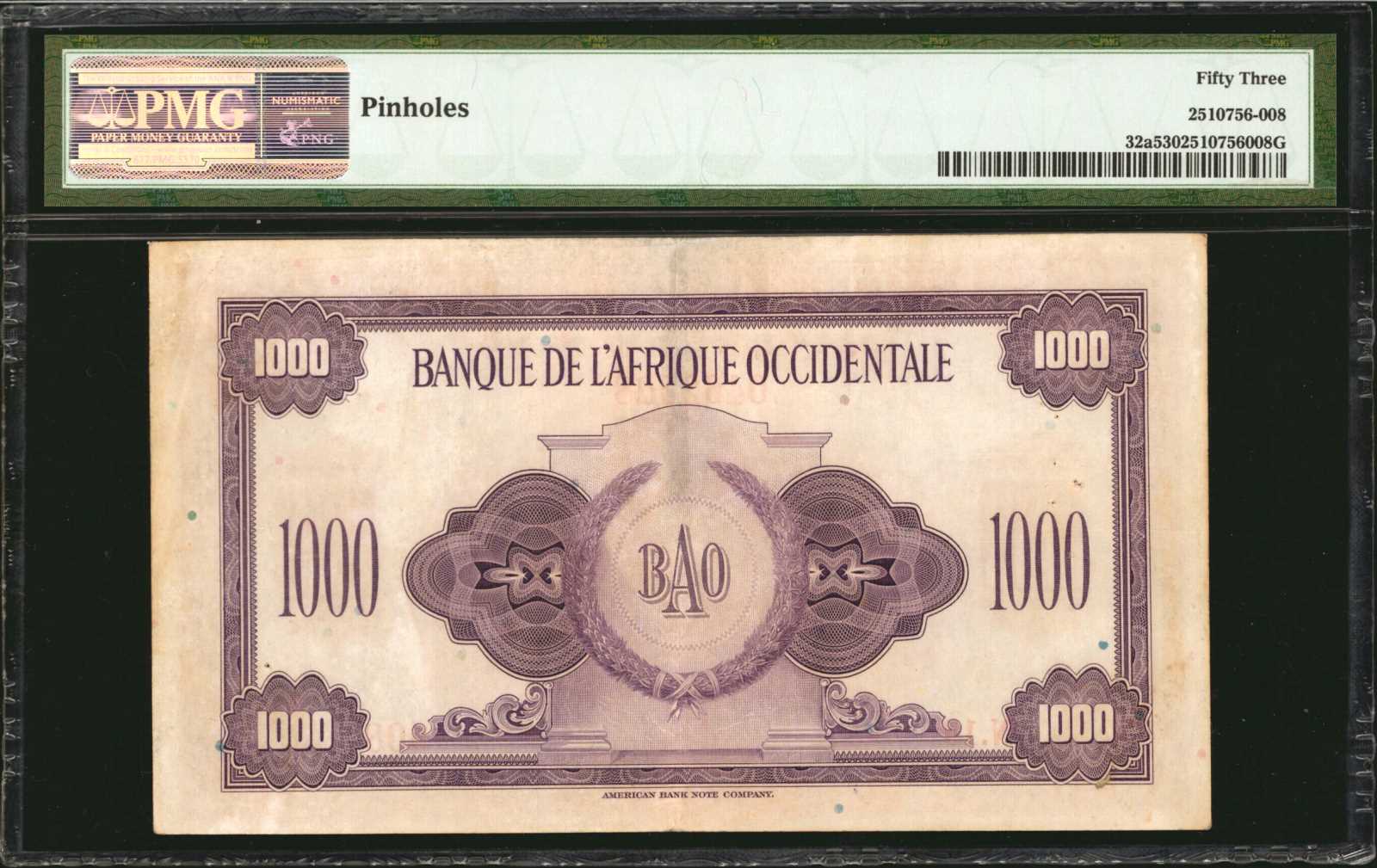 image for: French West Africa  1,000 francs(B119as2)