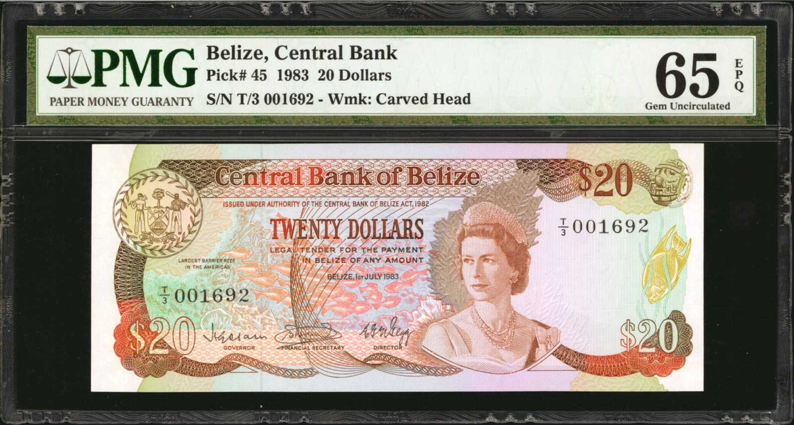 image for: Belize  20 dollars (B303as1)