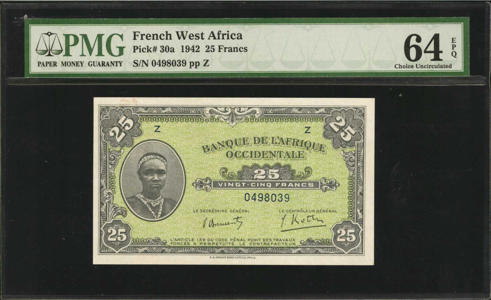 image for: French West Africa  25 francs(B117as)