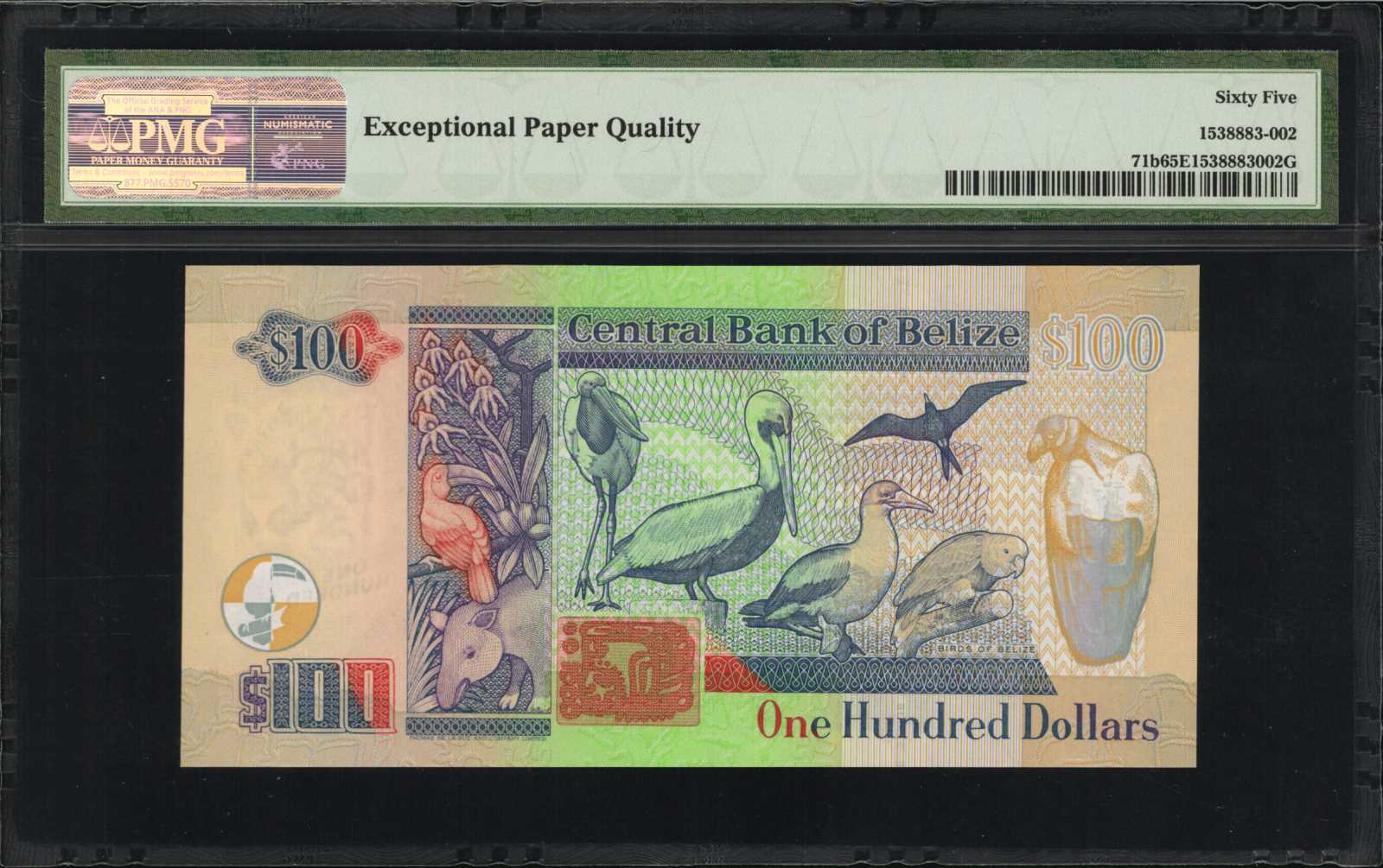image for: Belize  100 dollars (B329d)