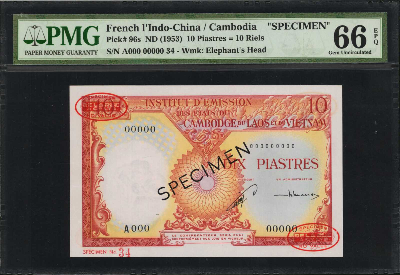 image for: French Indo-China  10 piastres(B405b)