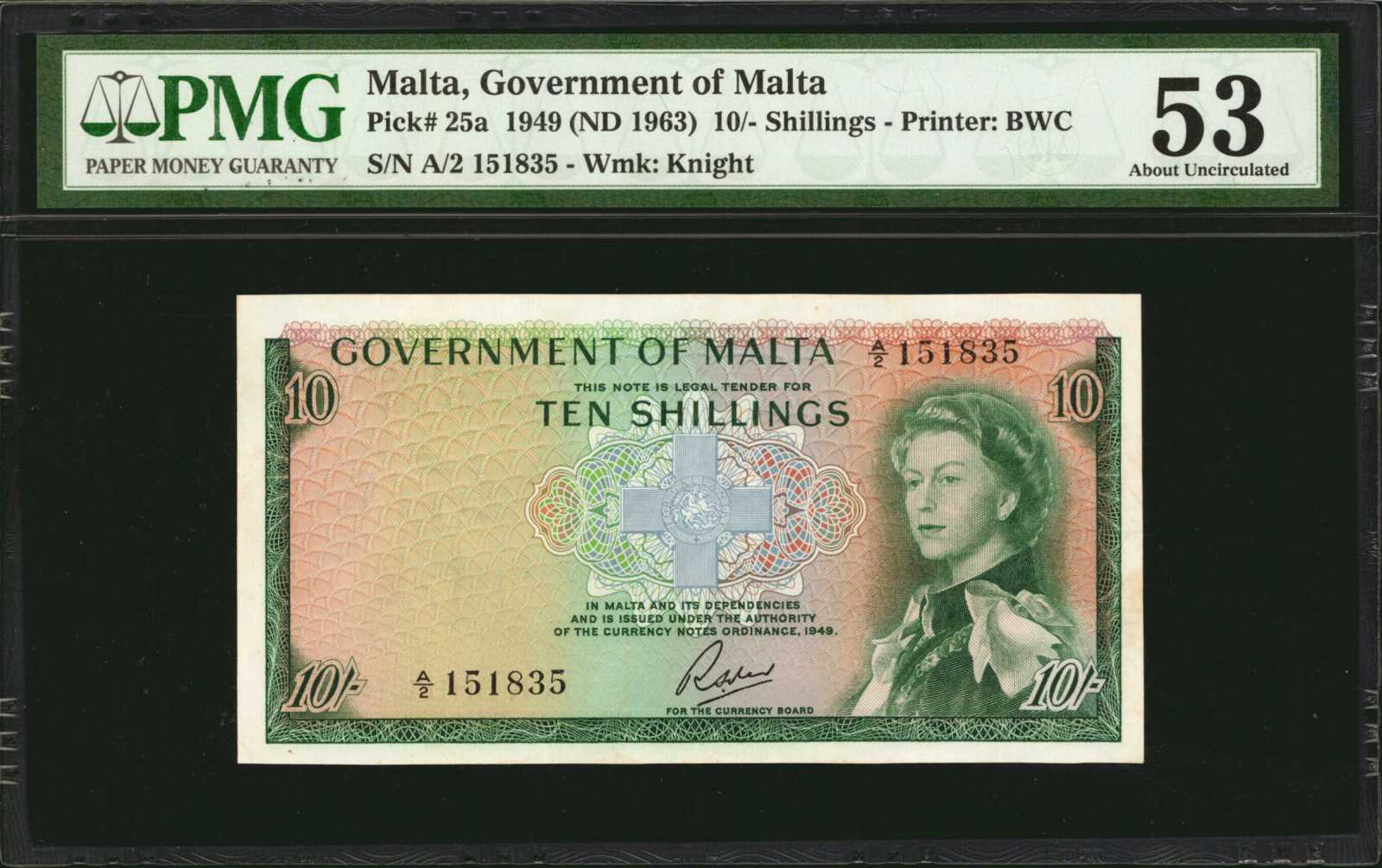 image for: Malta  10 shillings (B124as)
