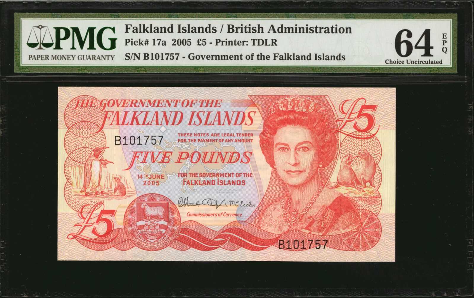 image for: Falkland Islands  5 pounds (B219a)
