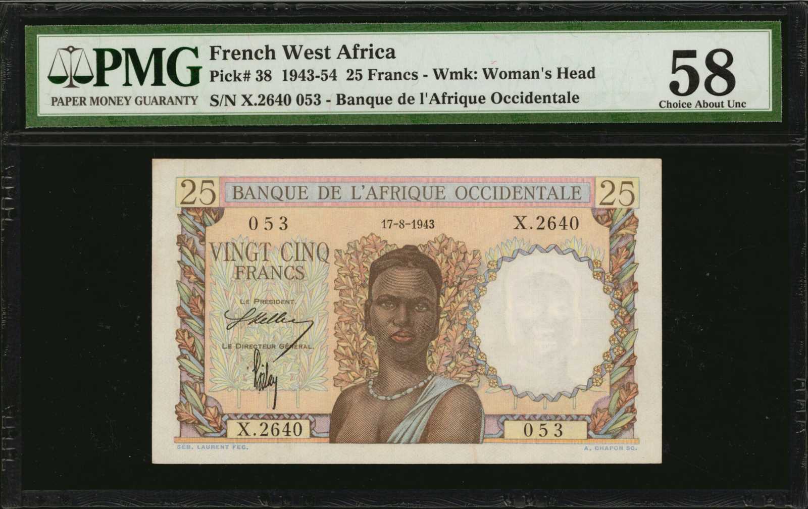 image for: French West Africa  25 francs(B122s2)