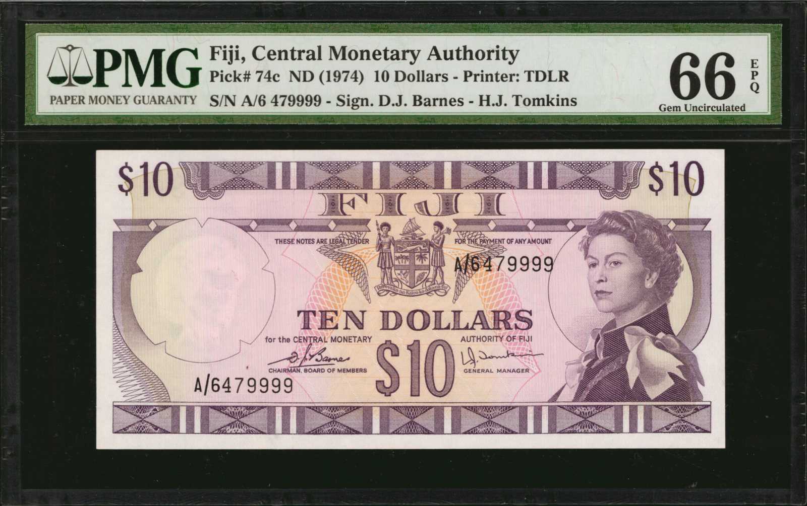 image for: Fiji  10 dollars (B405c)