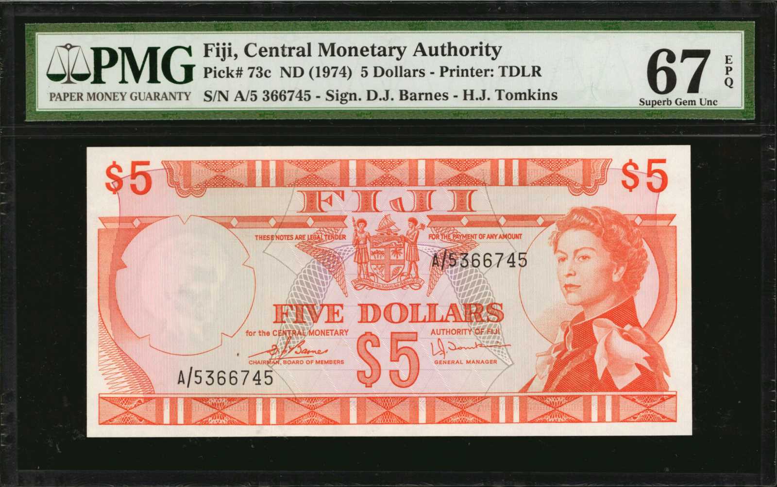 image for: Fiji  5 dollars (B404c)