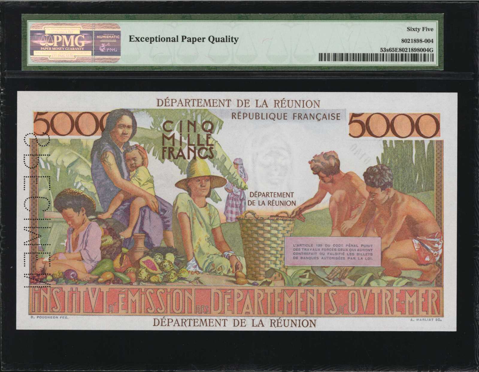 image for: Reunion  5,000 francs(B505as)