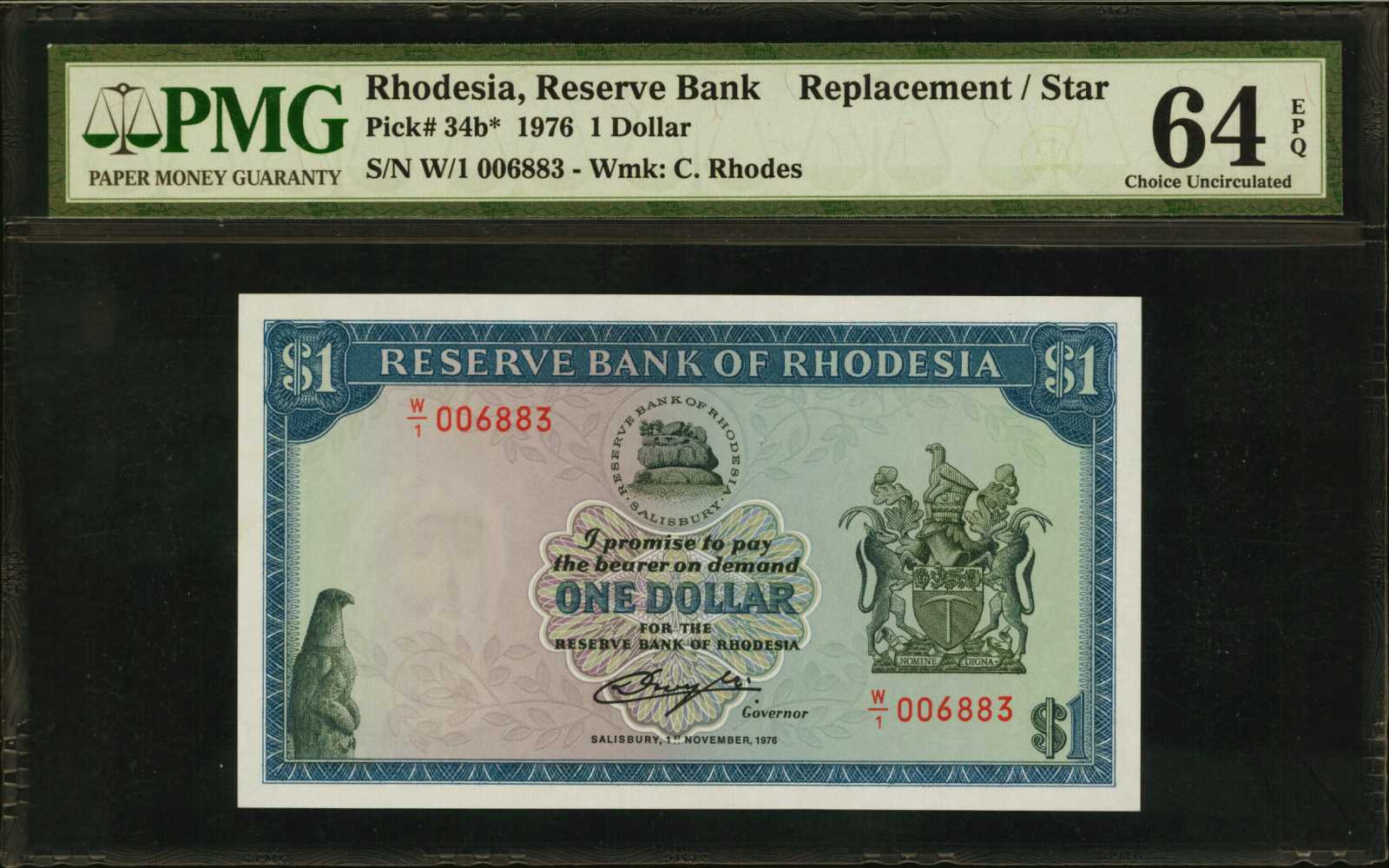 image for: Rhodesia  1 dollar(B107l)