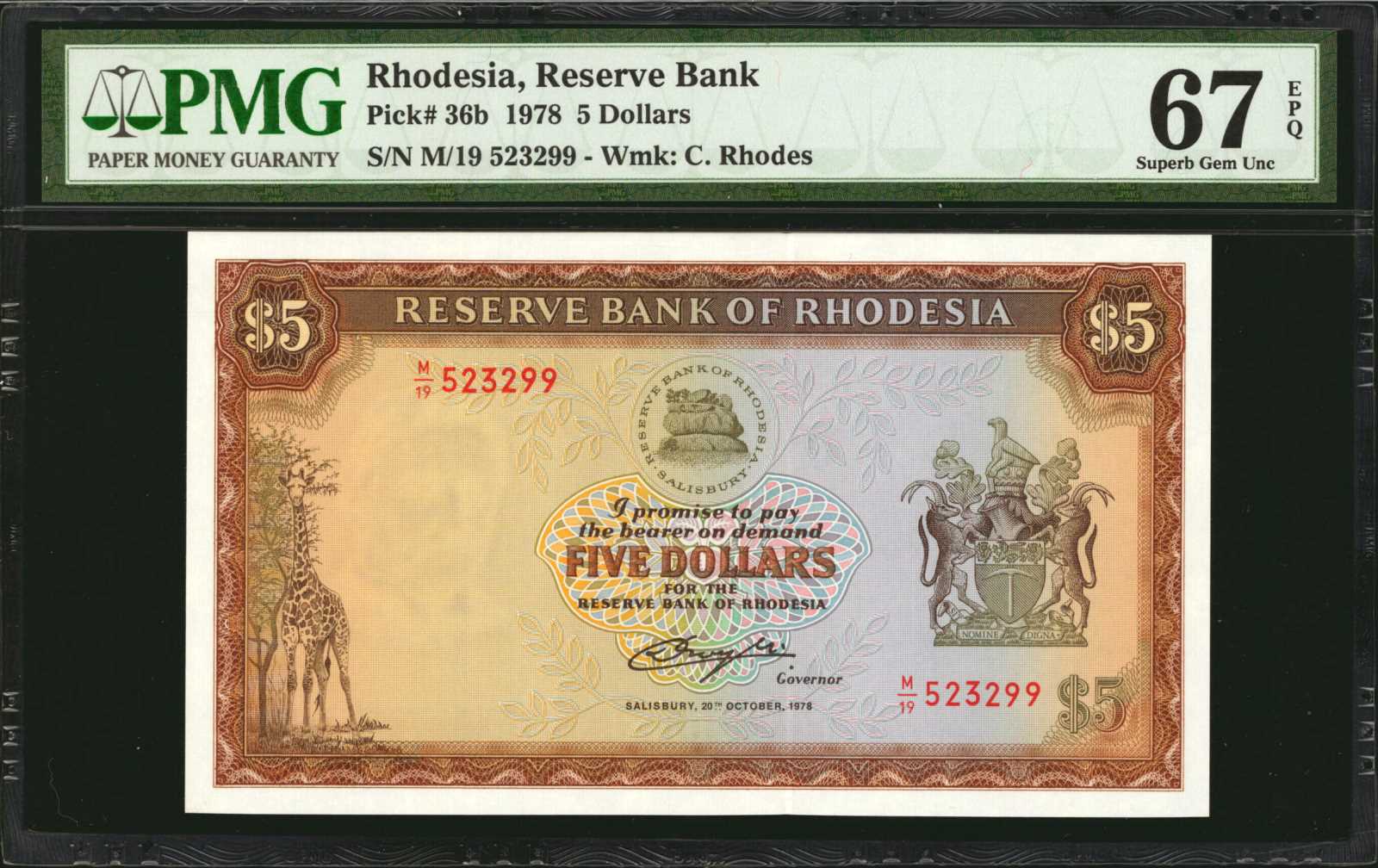 image for: Rhodesia  5 dollars(B109b)