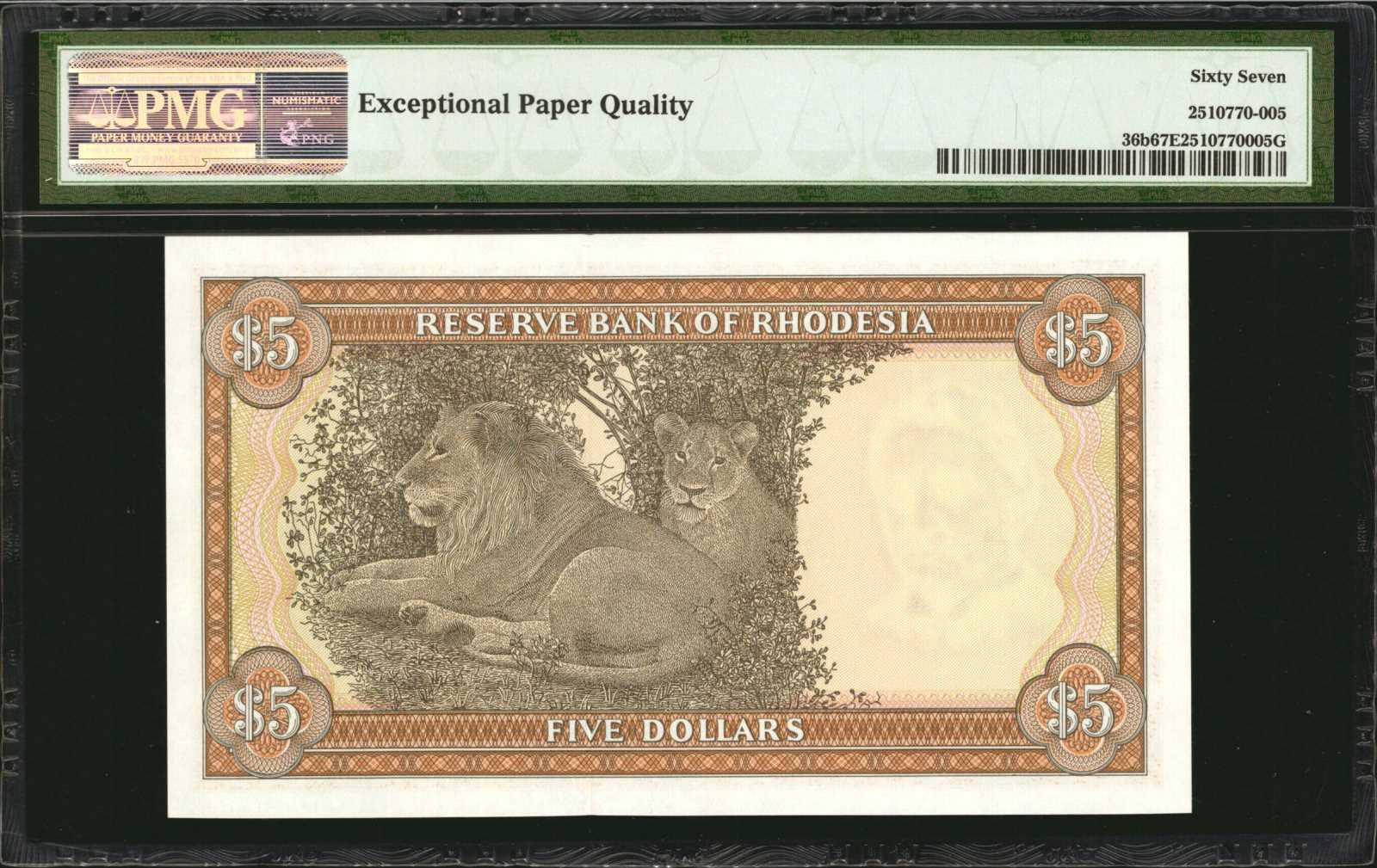 image for: Rhodesia  5 dollars(B109c)