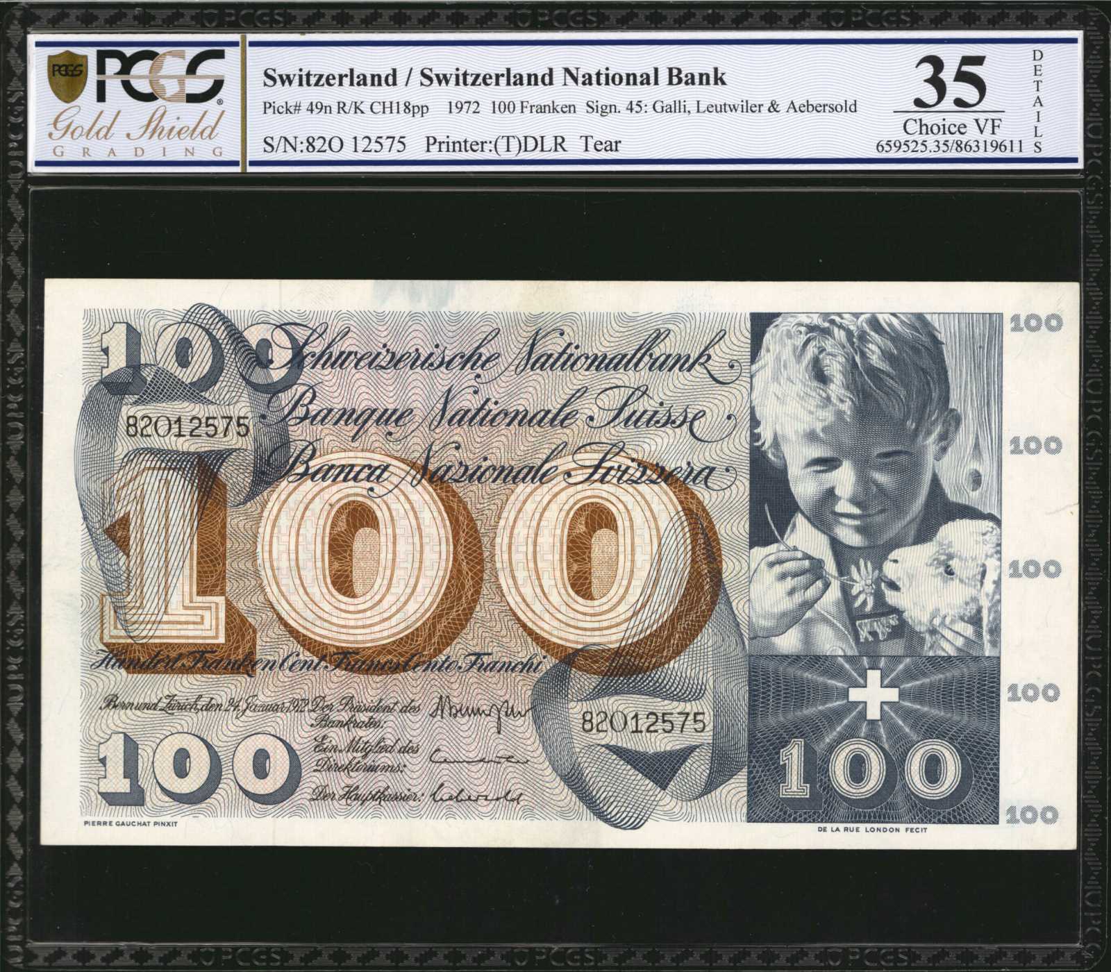 image for: Switzerland  100 francs (B334c)