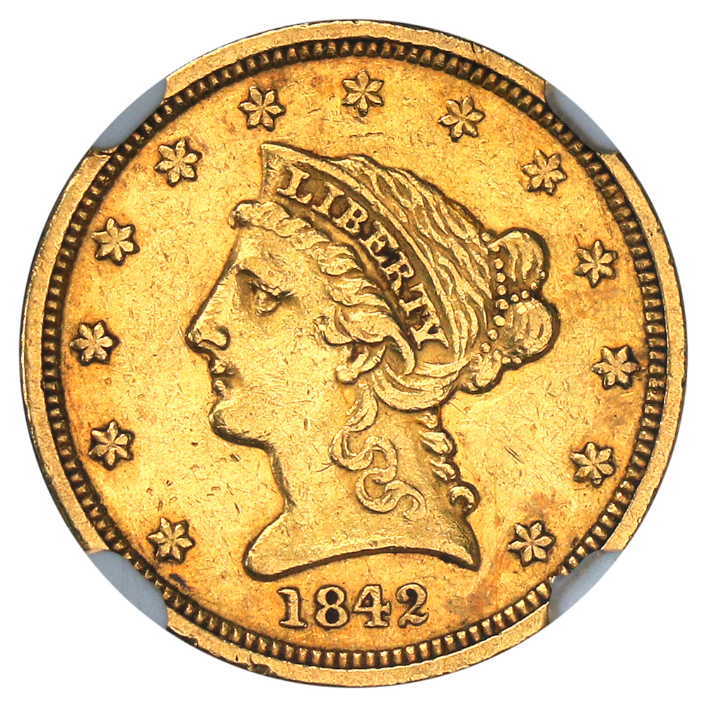 image for: 1842 $2 1/2 NGC AU53