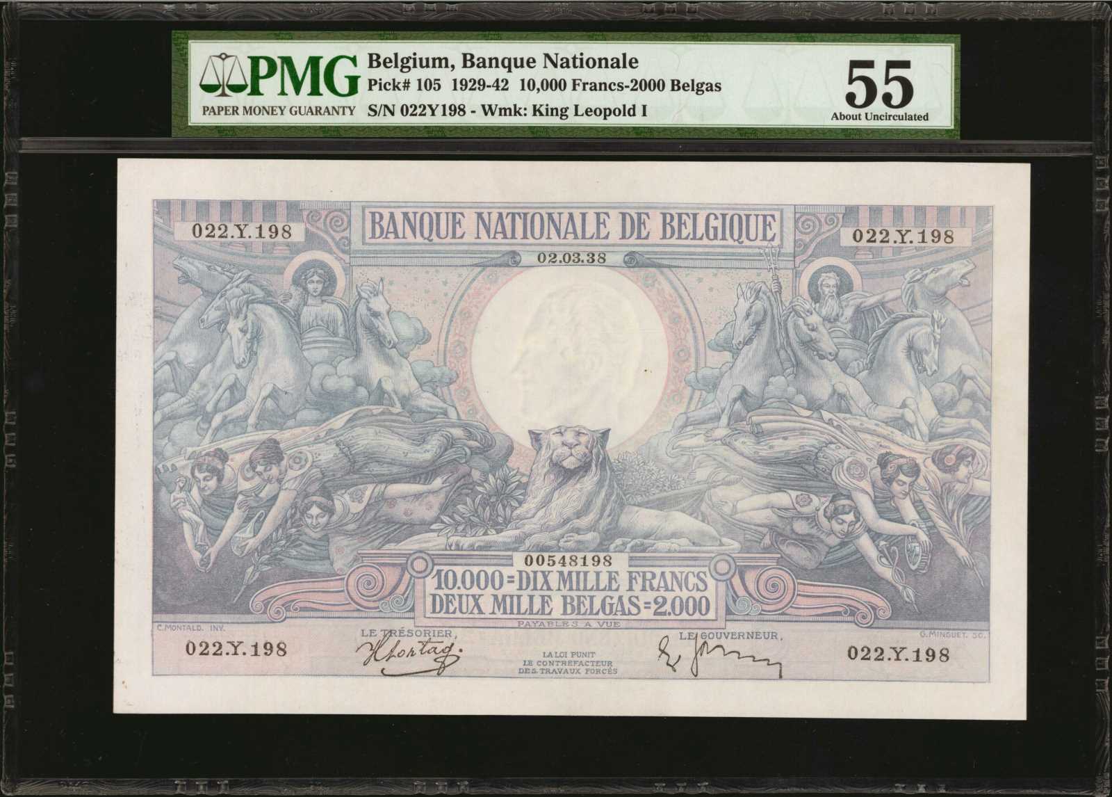 image for: Belgium  10,000 francs / 2,000 belgas (B568as)