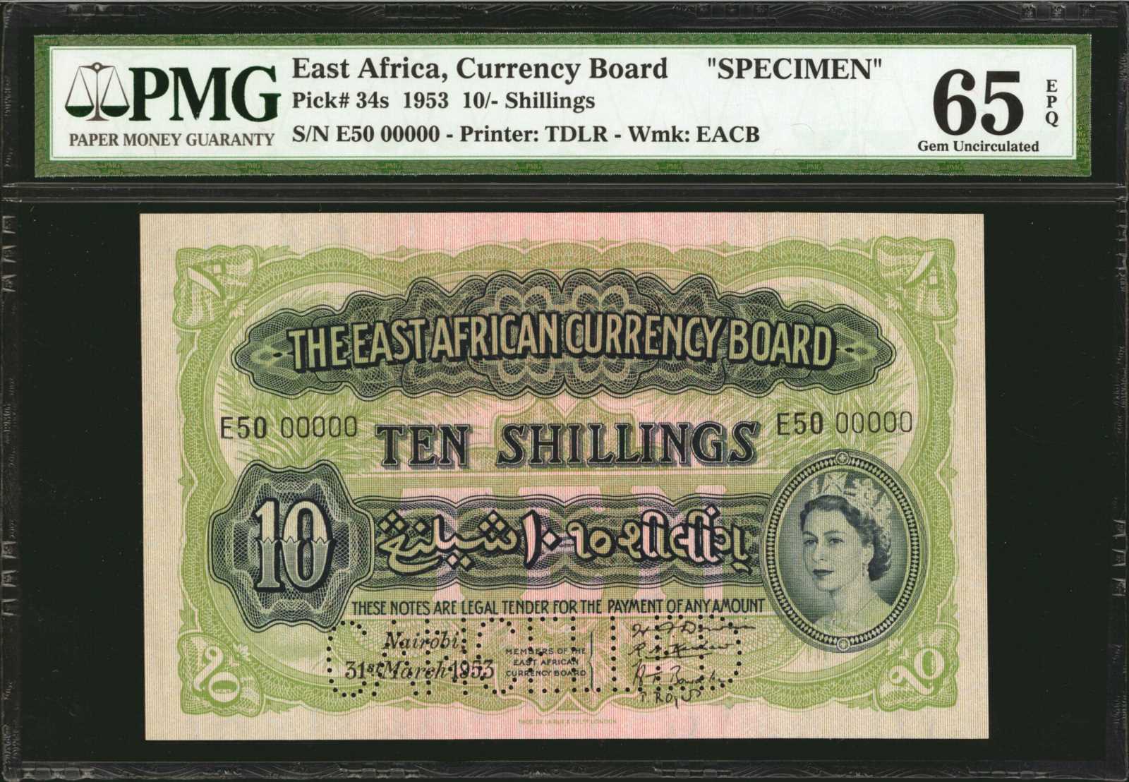image for: East Africa  10 shillings(B224d)