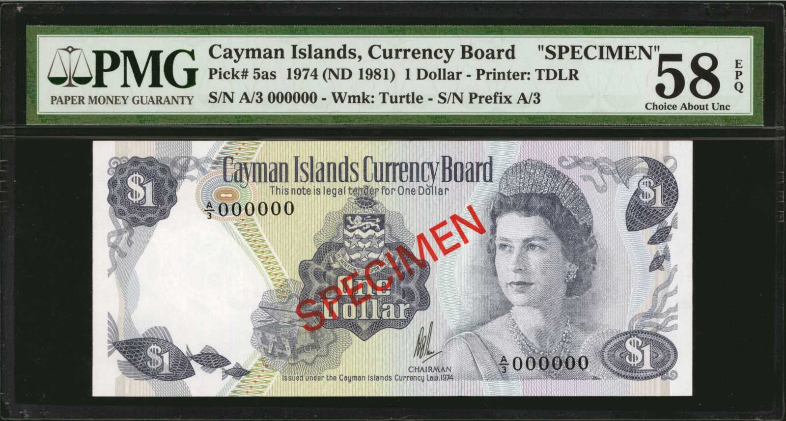 image for: Cayman Islands  5 dollars (B106as1)