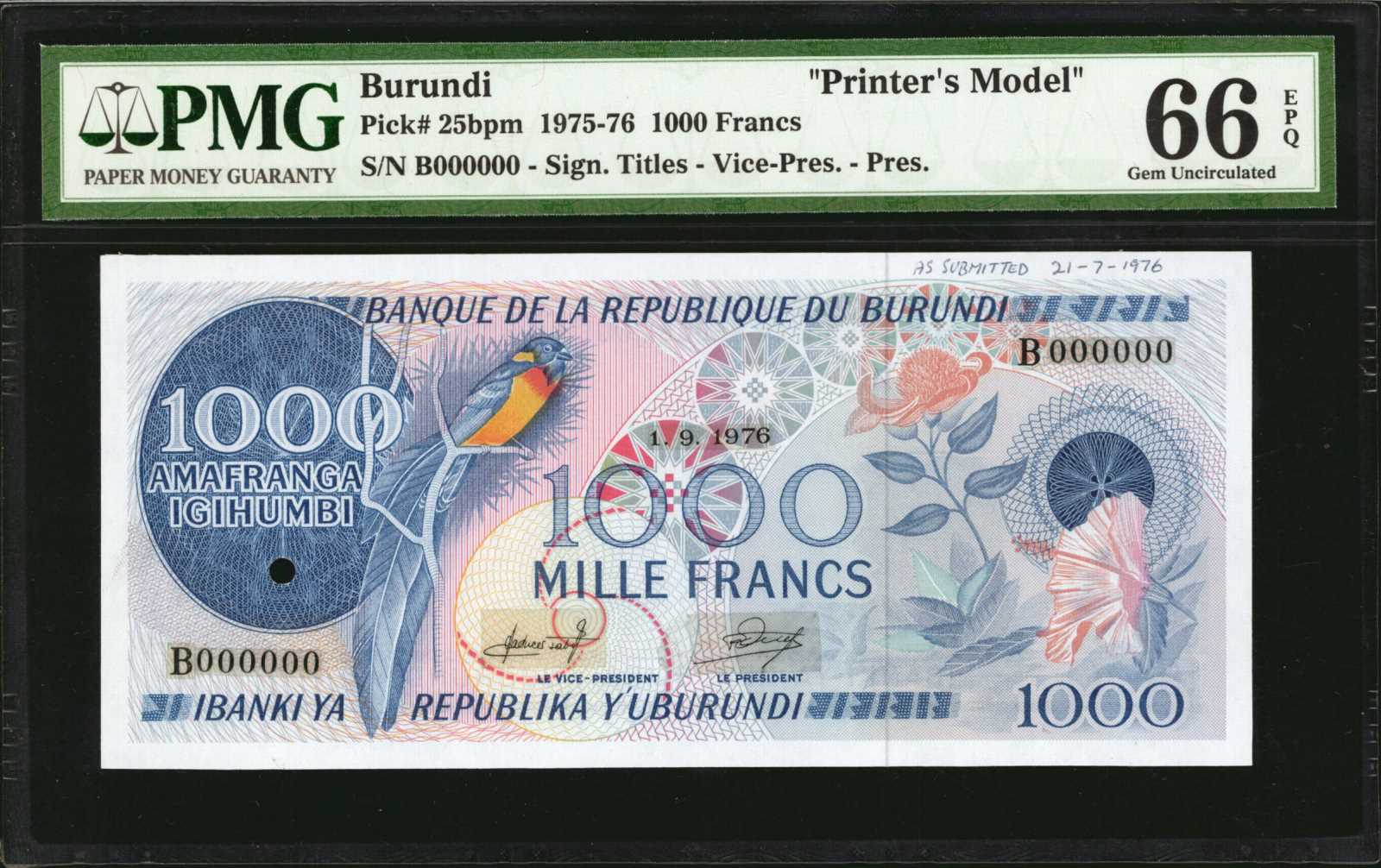 image for: Burundi  1,000 francs(B212dp)