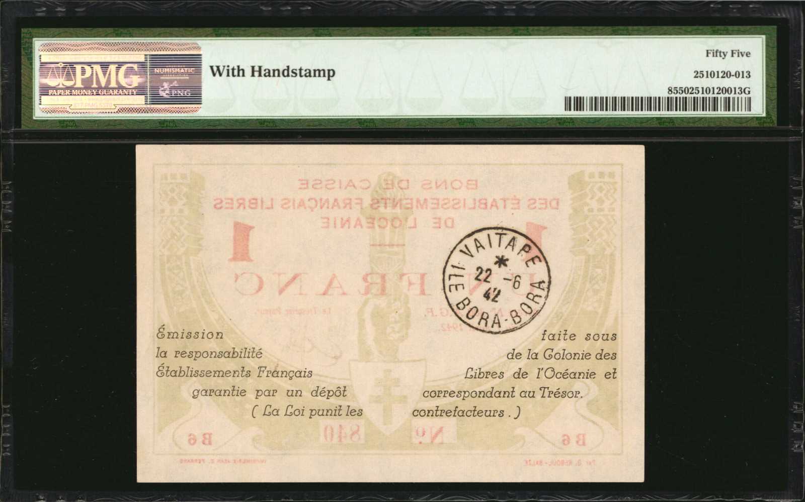 image for: French Oceania  1 franc(B706b)