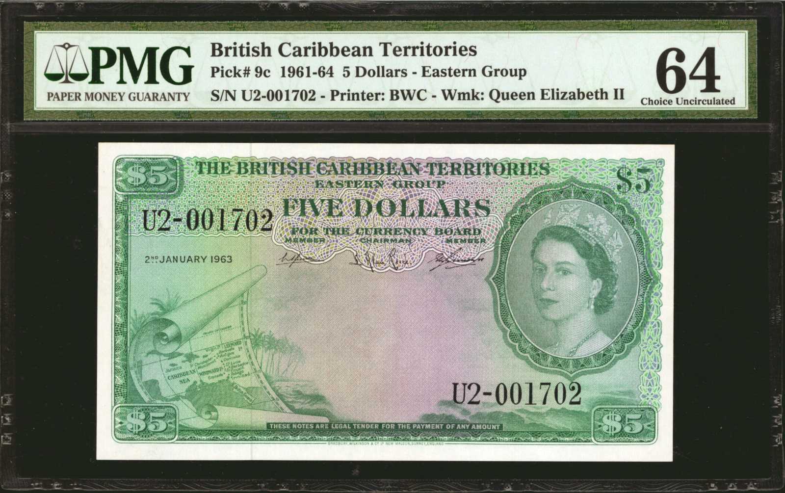 image for: British Caribbean Territories  5 dollars(B109c)