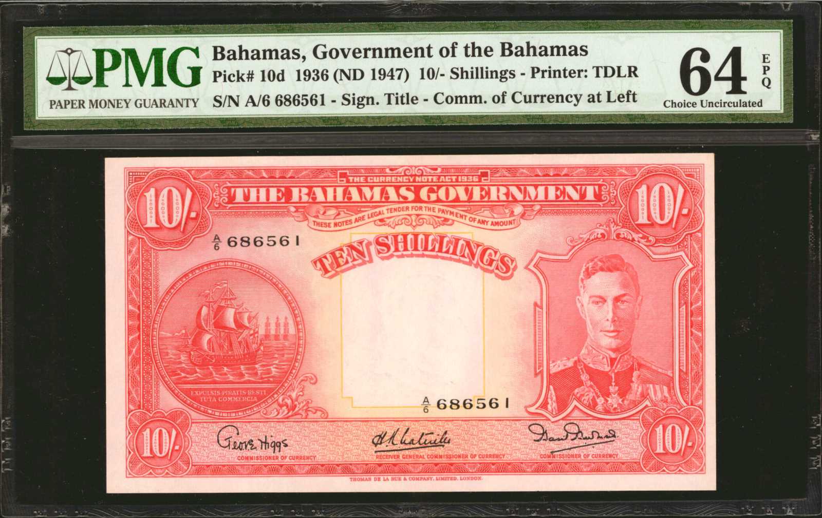 image for: Bahamas  10 shillings(B109bs)