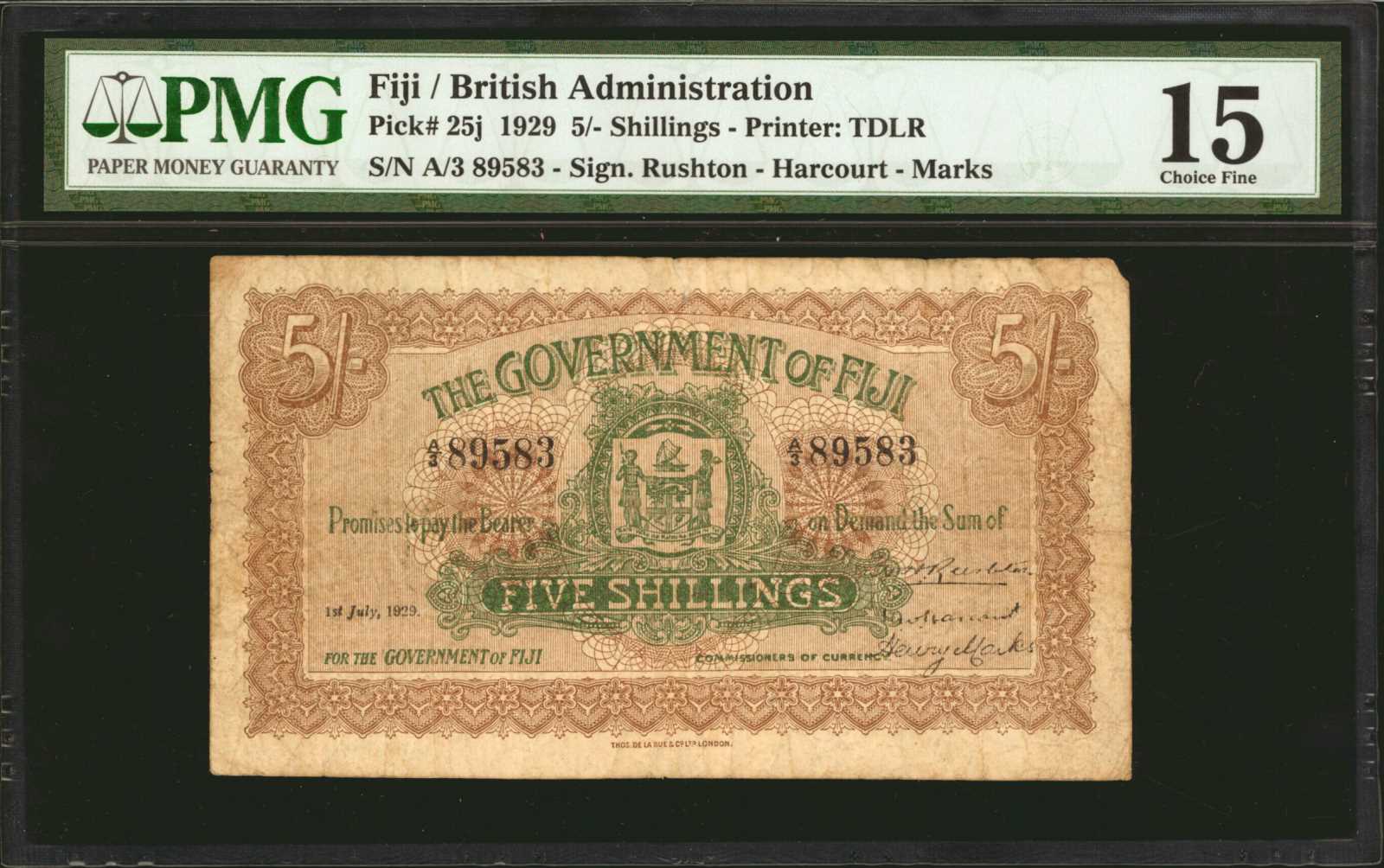 image for: Fiji  5 shillings(B301j)