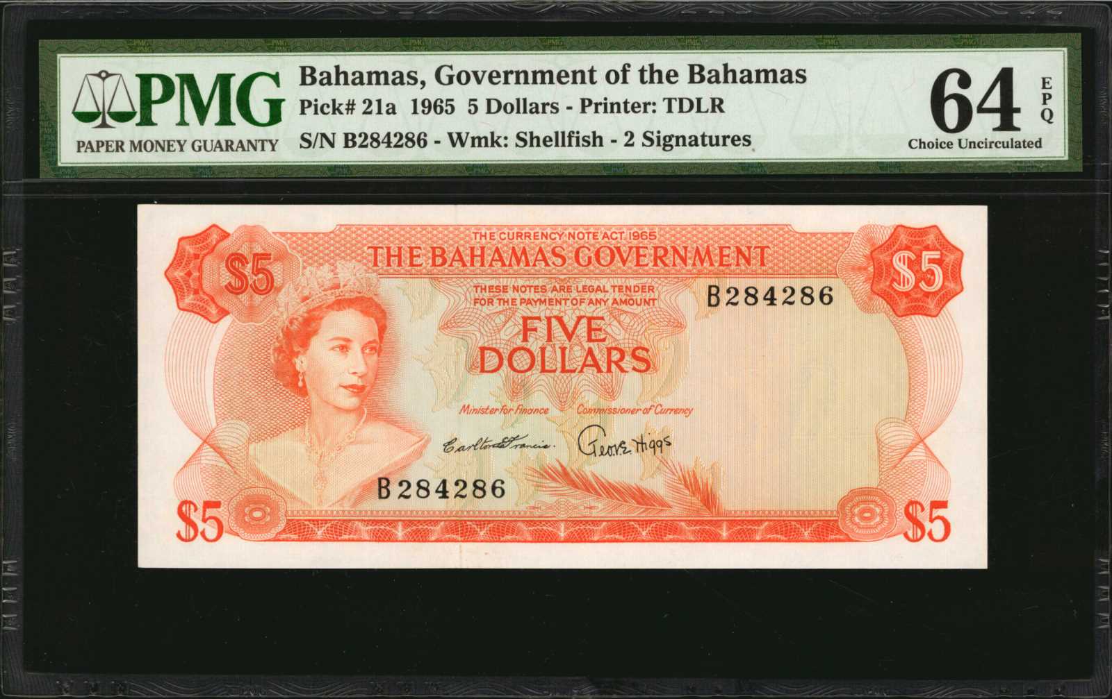 image for: Bahamas  5 dollars (B120a)